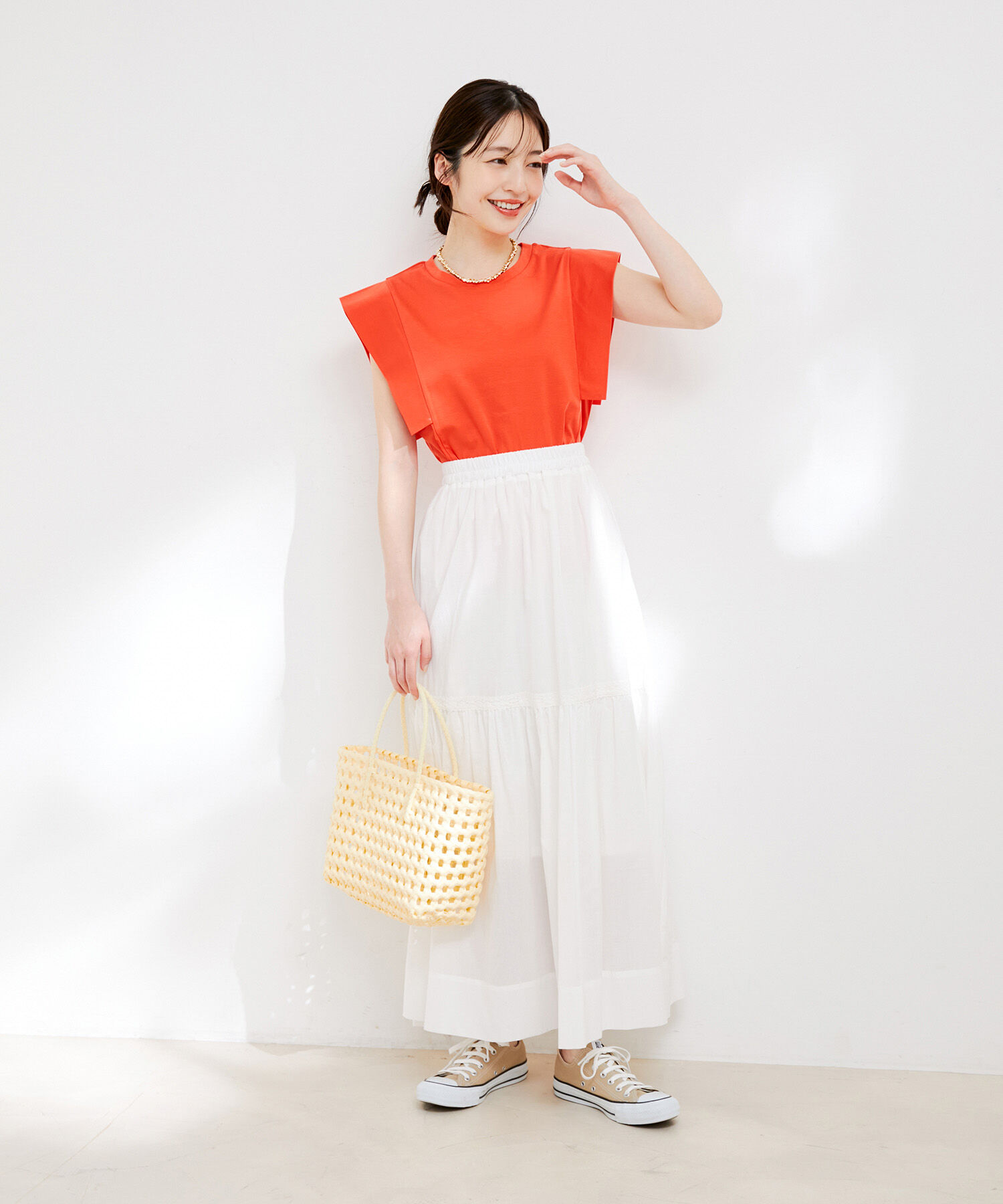 VIS「【接触冷感・洗える】シルケットフレンチスリーブトップス」|Tシャツ・カットソー|