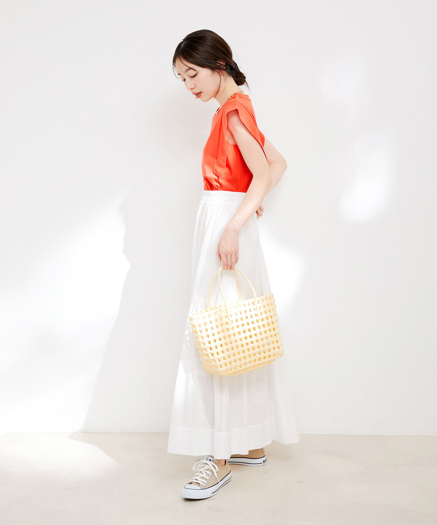 VIS「【接触冷感・洗える】シルケットフレンチスリーブトップス」|Tシャツ・カットソー|