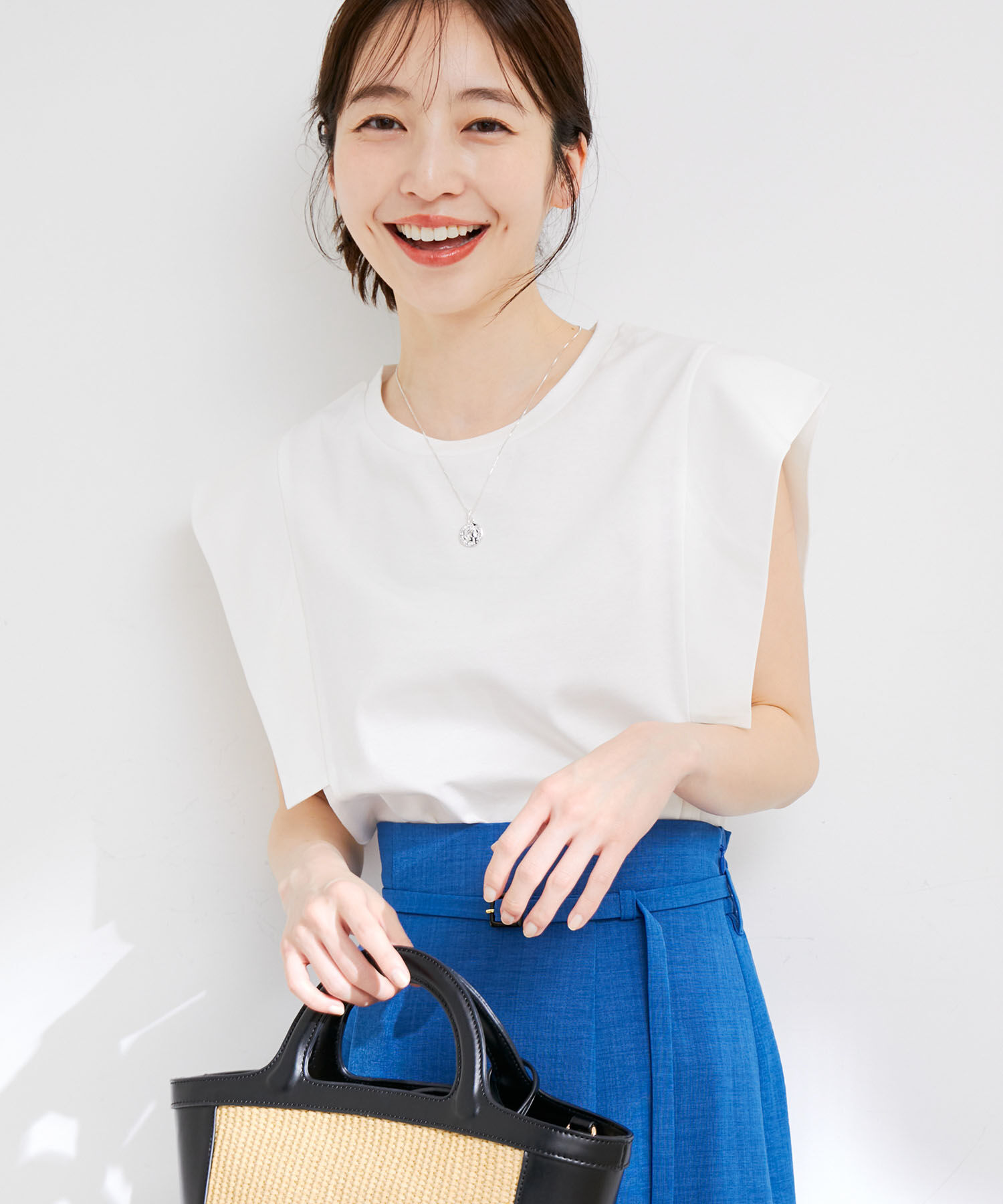 VIS「【接触冷感・洗える】シルケットフレンチスリーブトップス」|Tシャツ・カットソー|