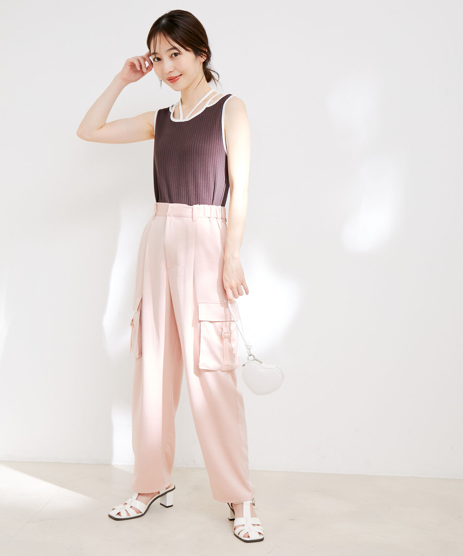 VIS「ネックストラップテレコリブタンクトップ」|タンクトップ|