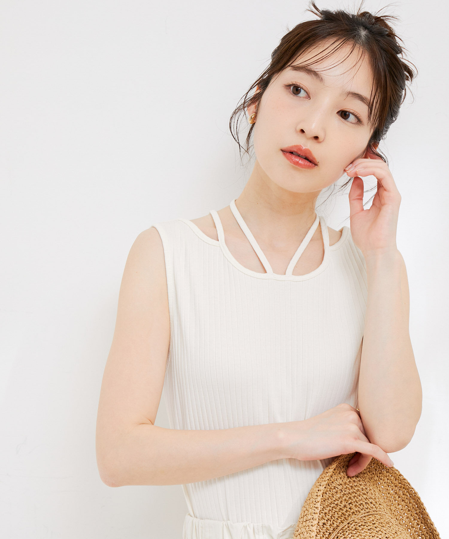 VIS「ネックストラップテレコリブタンクトップ」|タンクトップ|