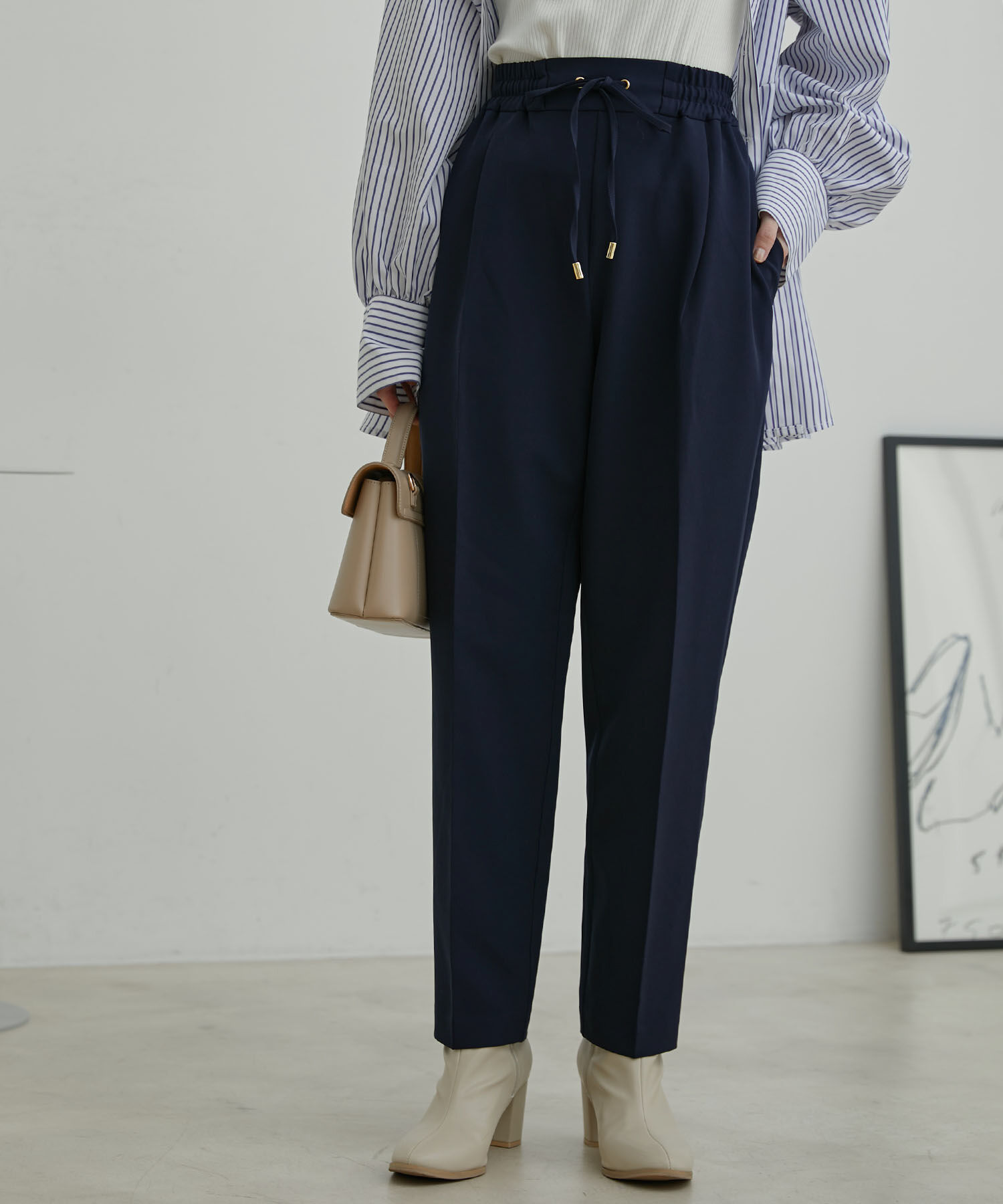 VIS「ドロストイージーテーパードパンツ」|スラックス|ネイビー(40)