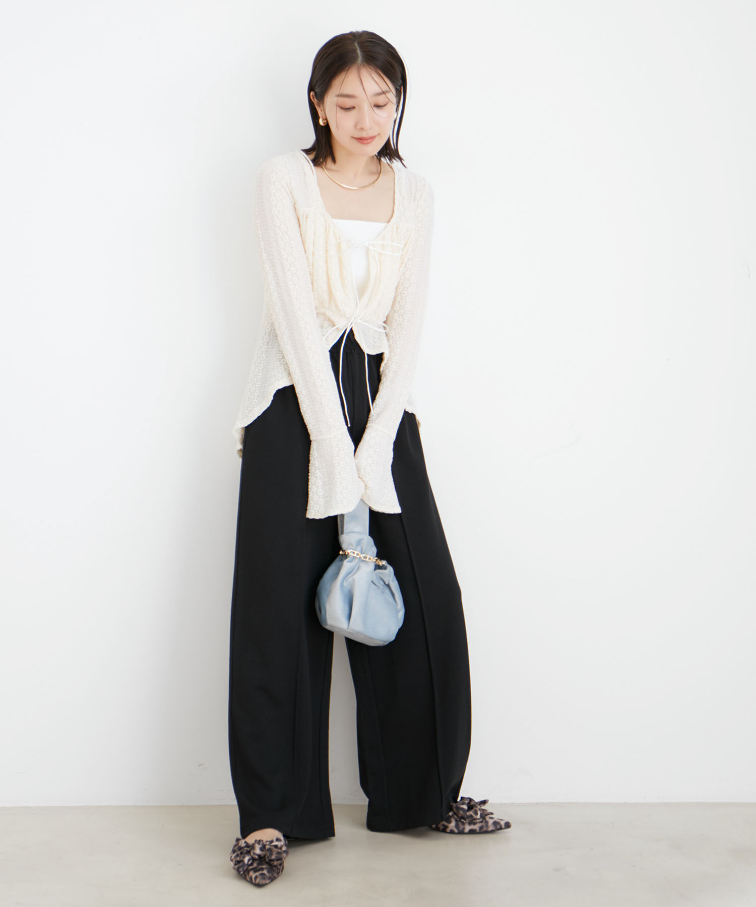 VIS「【洗える】フリルレースブラウス」|シャツ・ブラウス|