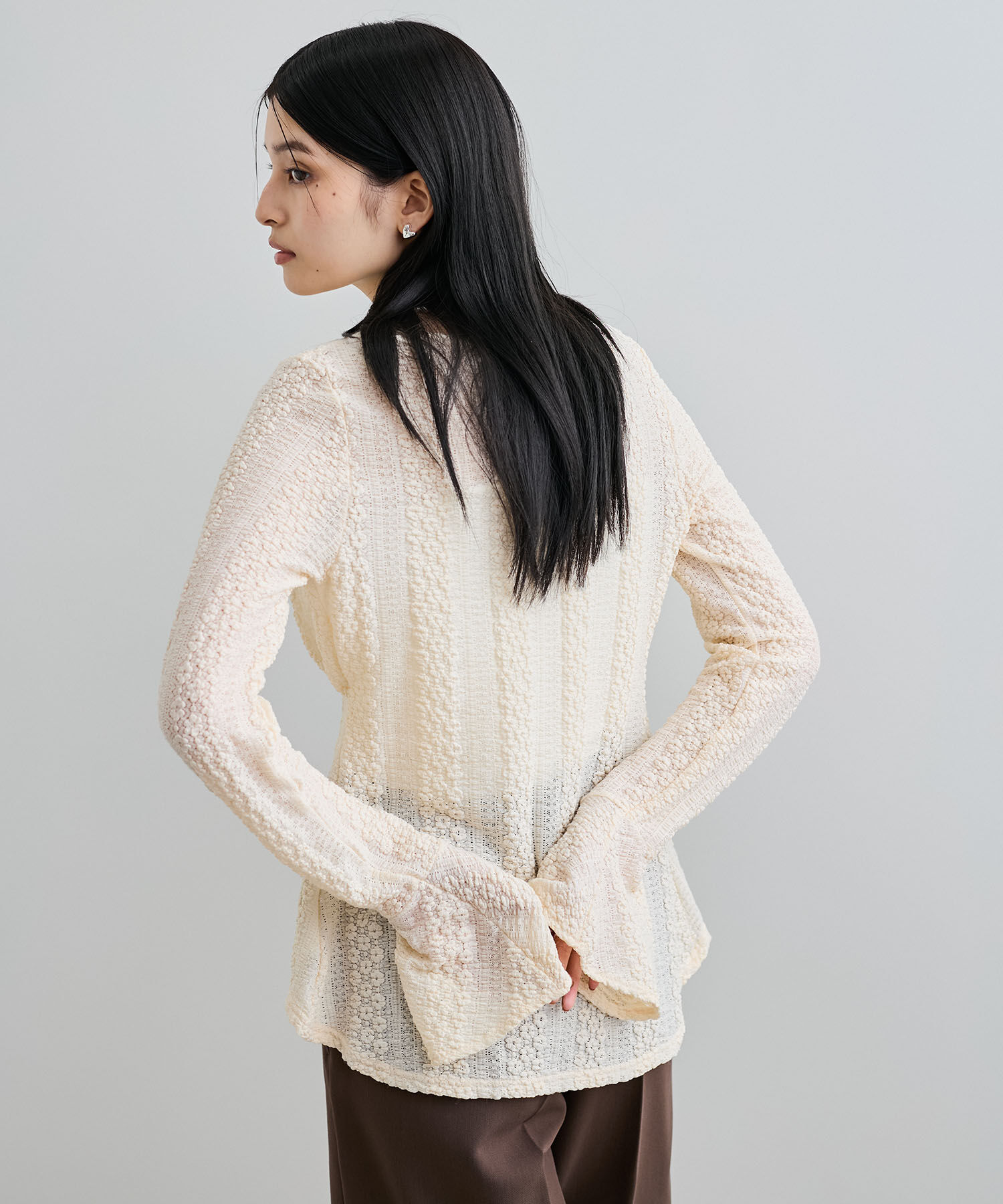 VIS「【洗える】フリルレースブラウス」|シャツ・ブラウス|