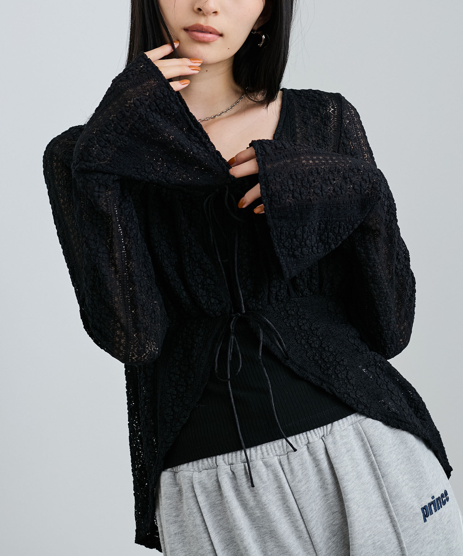 VIS「【洗える】フリルレースブラウス」|シャツ・ブラウス|