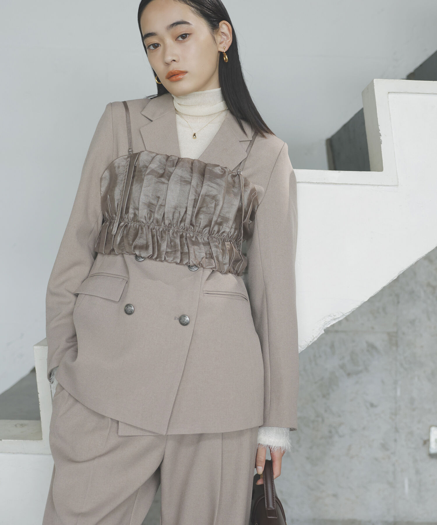 VIS「【美easy】ウーリッシュWブレストテーラードジャケット【洗える】」|テーラードジャケット|