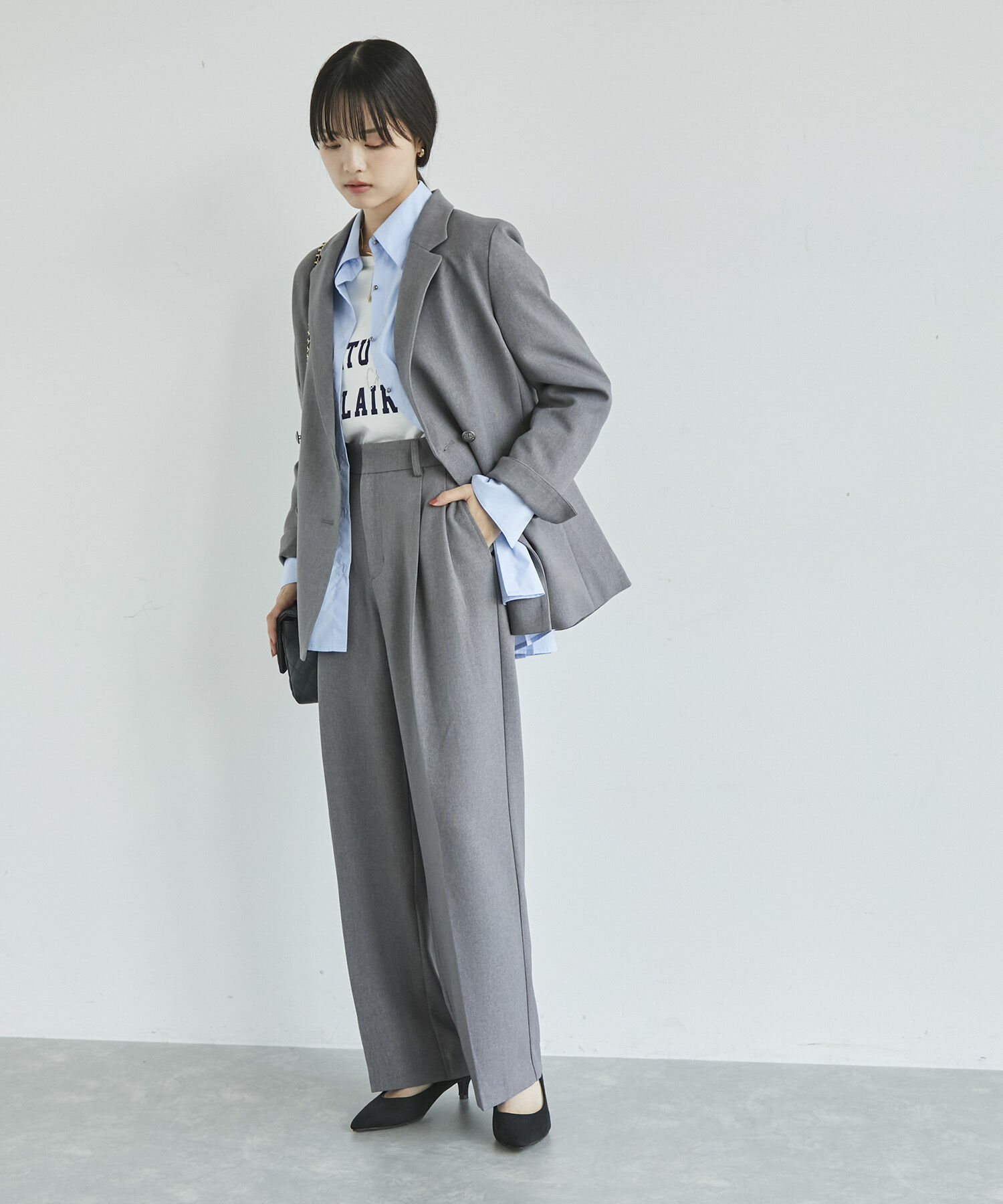 VIS「【美easy】ウーリッシュWブレストテーラードジャケット【洗える】」|テーラードジャケット|