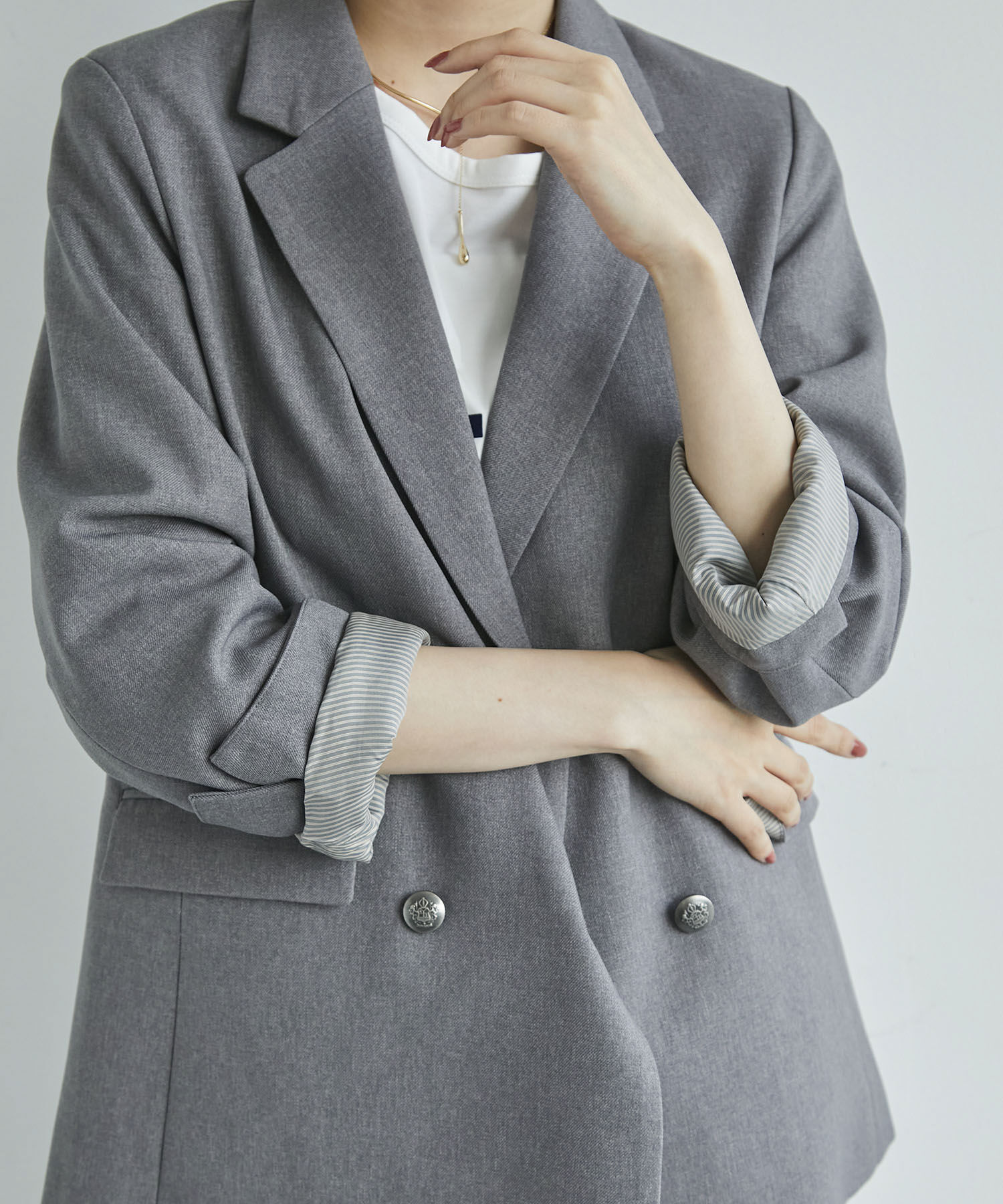 VIS「【美easy】ウーリッシュWブレストテーラードジャケット【洗える】」|テーラードジャケット|