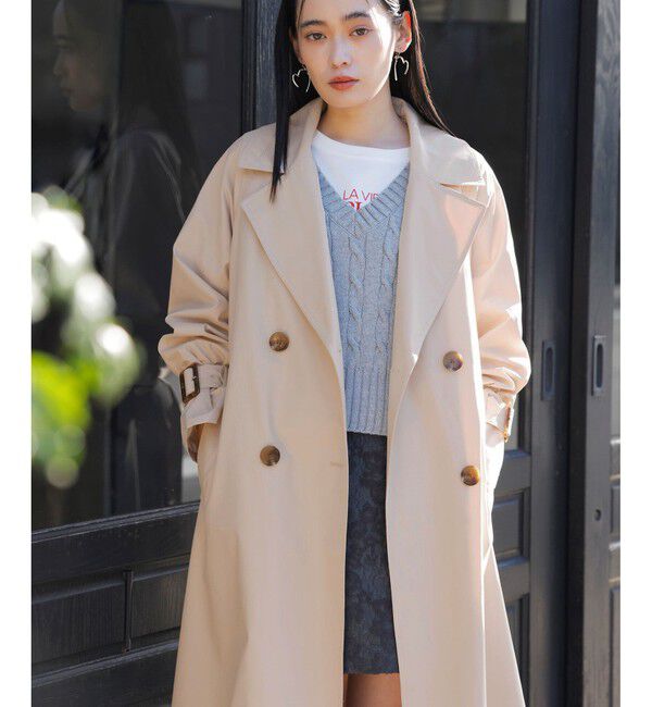 VIS「【定番人気】【撥水/UVケア】後ろタックトレンチコート スプリングコート」|トレンチコート|