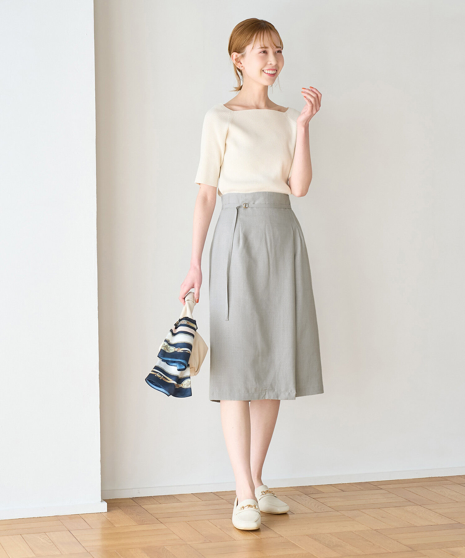 Rope&rsquo;Picnic「【着丈が選べる/着丈短め】リネンライクラップスカート」|スカート|