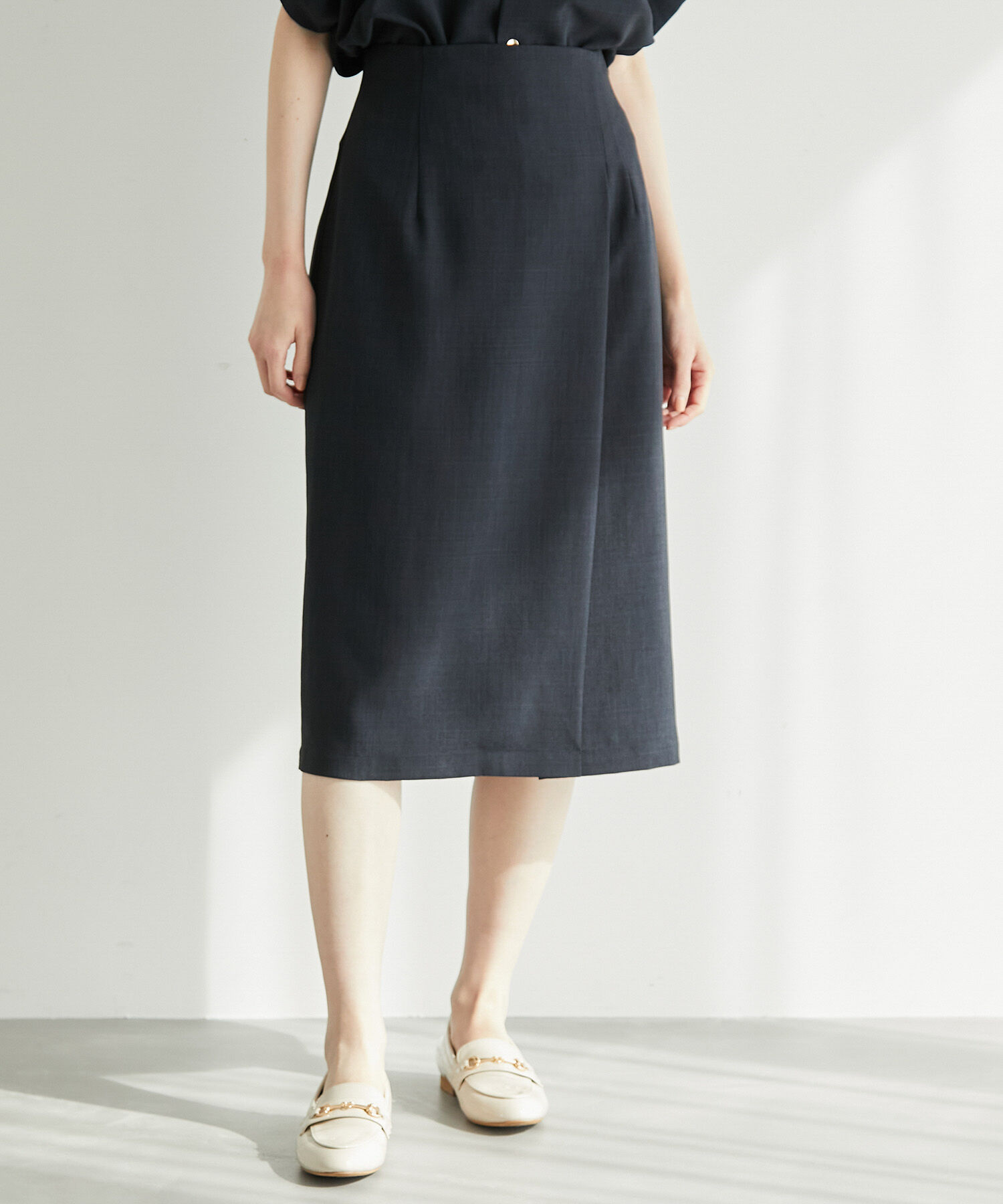 Rope&rsquo;Picnic「【着丈が選べる/着丈短め】リネンライクラップスカート」|スカート|