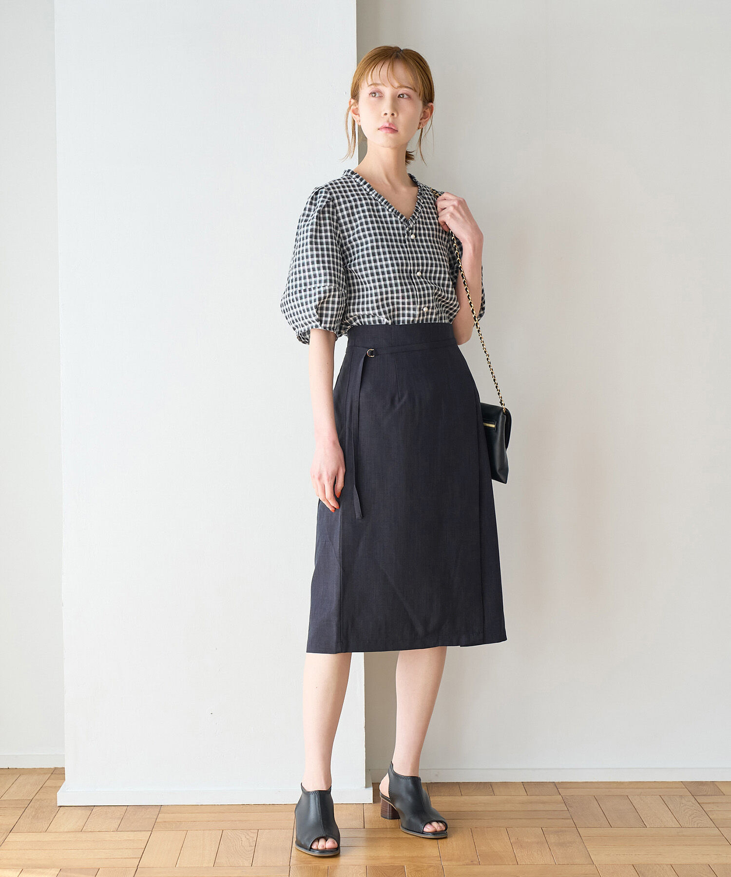 Rope&rsquo;Picnic「【着丈が選べる/着丈短め】リネンライクラップスカート」|スカート|