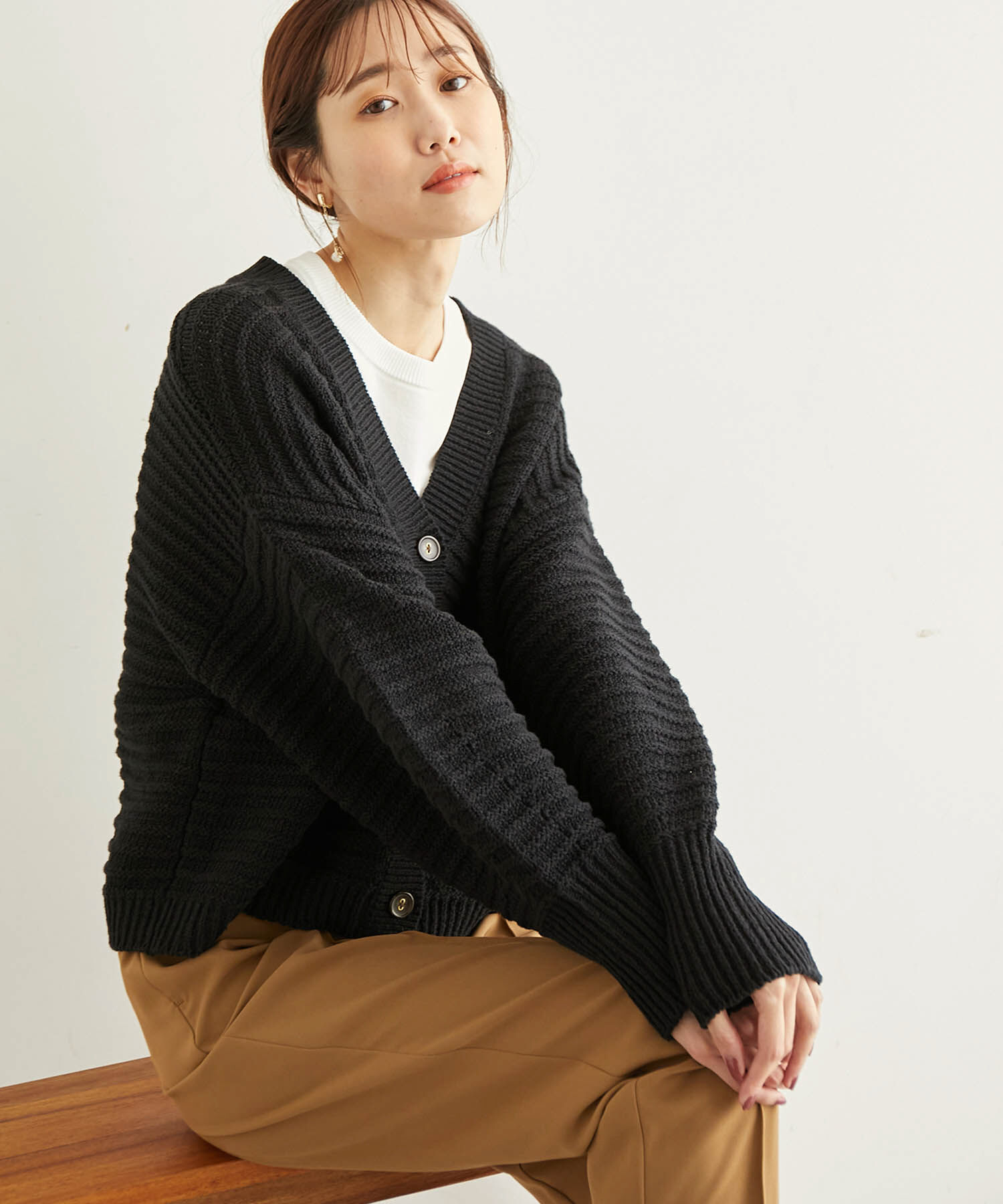 Rope&rsquo;Picnic「リリーヤーンショート丈ニットカーディガン」|カーディガン|