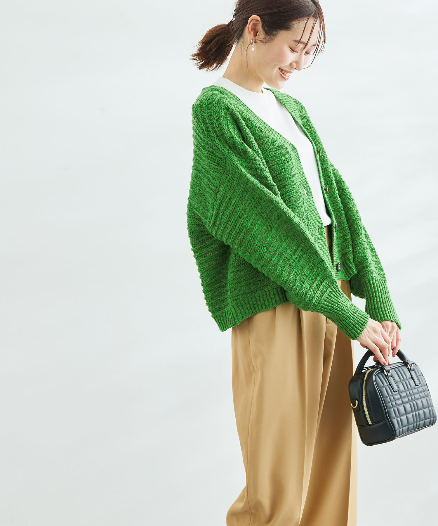 Rope&rsquo;Picnic「リリーヤーンショート丈ニットカーディガン」|カーディガン|