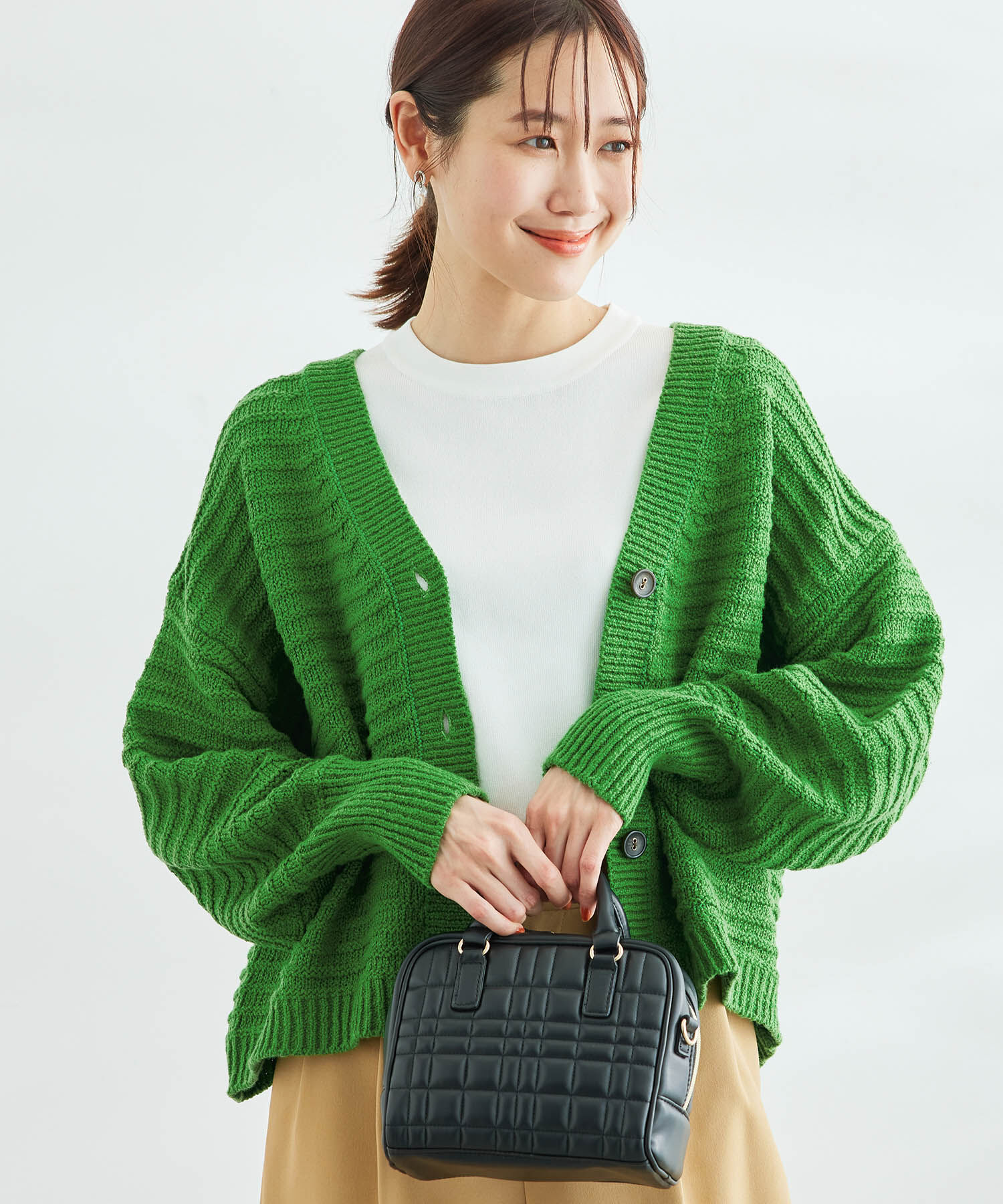 Rope&rsquo;Picnic「リリーヤーンショート丈ニットカーディガン」|カーディガン|