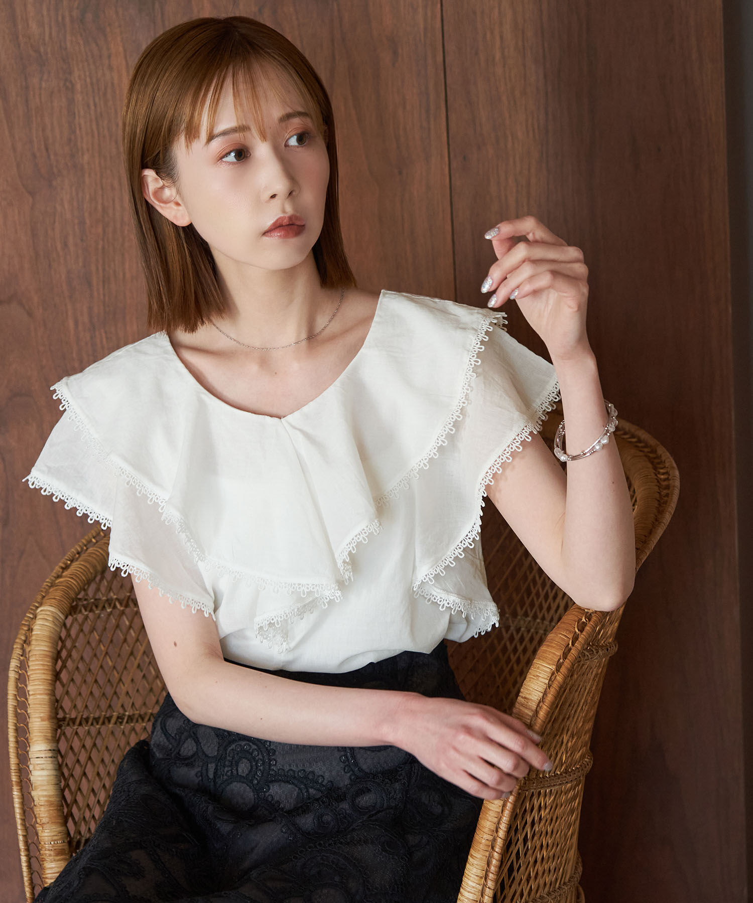 Rope&rsquo;Picnic「【emur/エミュール】洗える/ラッフルカラーブラウス」|シャツ・ブラウス|