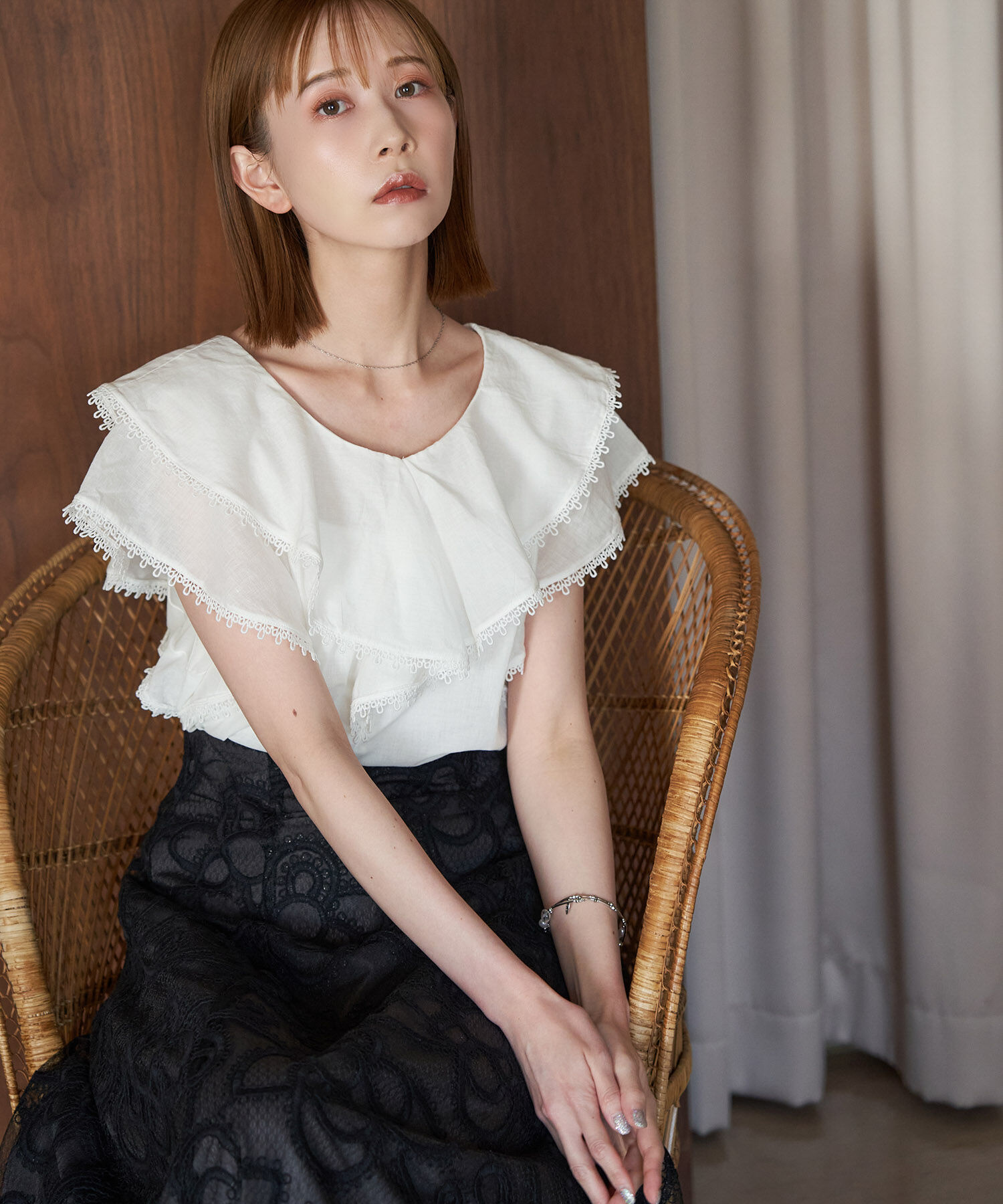 Rope&rsquo;Picnic「【emur/エミュール】洗える/ラッフルカラーブラウス」|シャツ・ブラウス|