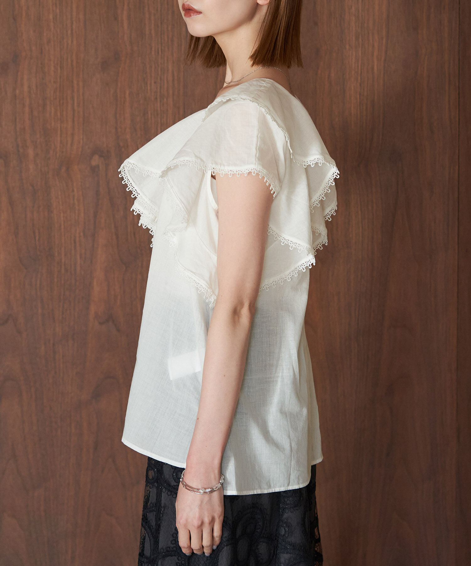 Rope&rsquo;Picnic「【emur/エミュール】洗える/ラッフルカラーブラウス」|シャツ・ブラウス|