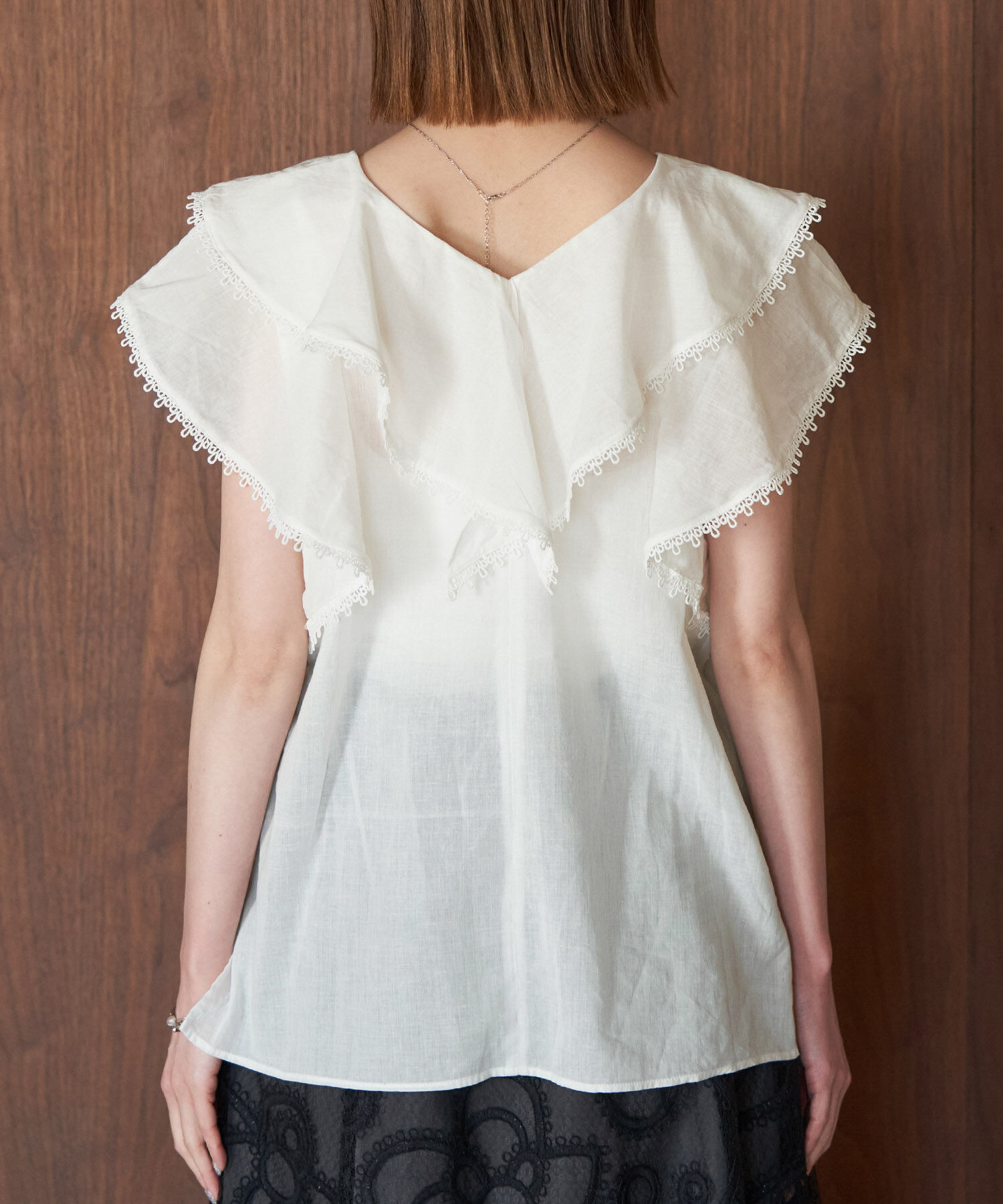 Rope&rsquo;Picnic「【emur/エミュール】洗える/ラッフルカラーブラウス」|シャツ・ブラウス|