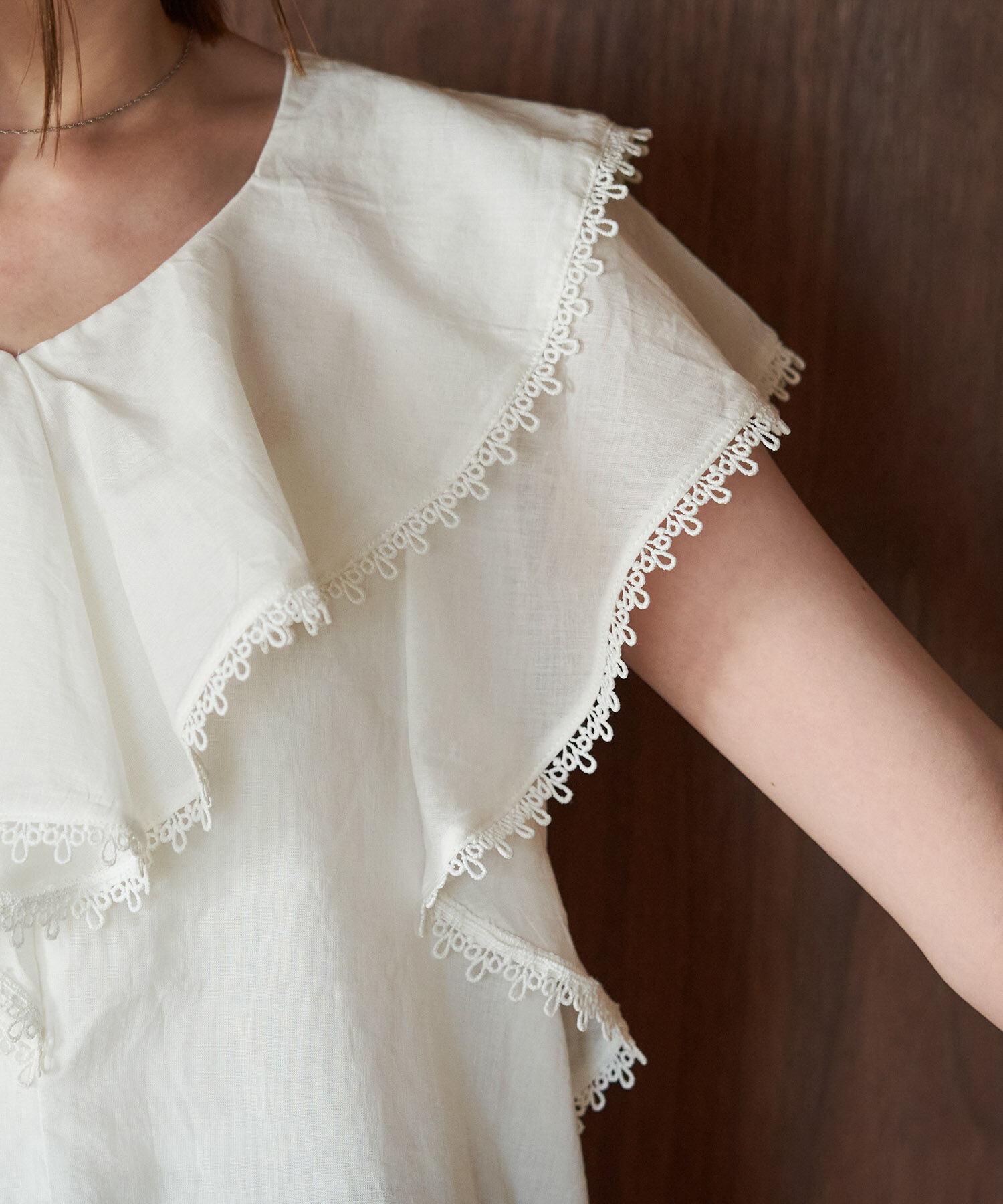 Rope&rsquo;Picnic「【emur/エミュール】洗える/ラッフルカラーブラウス」|シャツ・ブラウス|