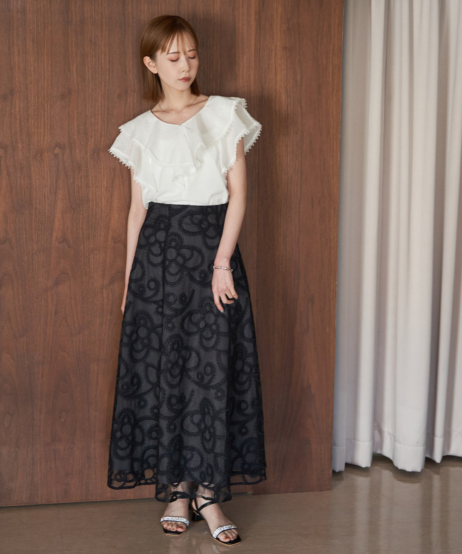 Rope&rsquo;Picnic「【emur/エミュール】洗える/ラッフルカラーブラウス」|シャツ・ブラウス|