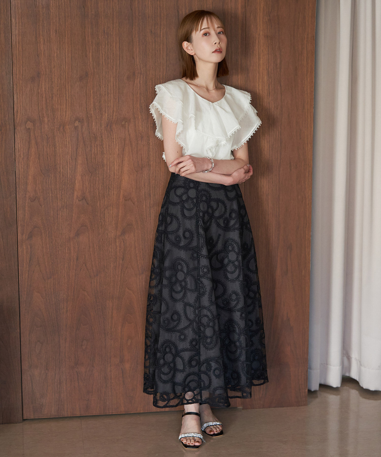 Rope&rsquo;Picnic「【emur/エミュール】洗える/ラッフルカラーブラウス」|シャツ・ブラウス|