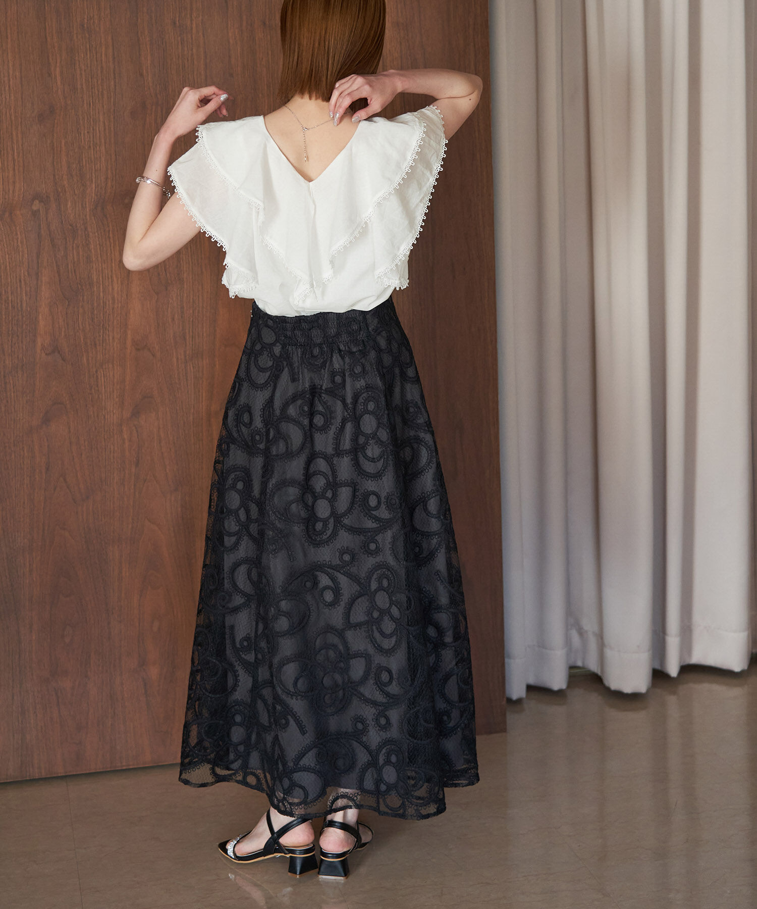 Rope&rsquo;Picnic「【emur/エミュール】洗える/ラッフルカラーブラウス」|シャツ・ブラウス|