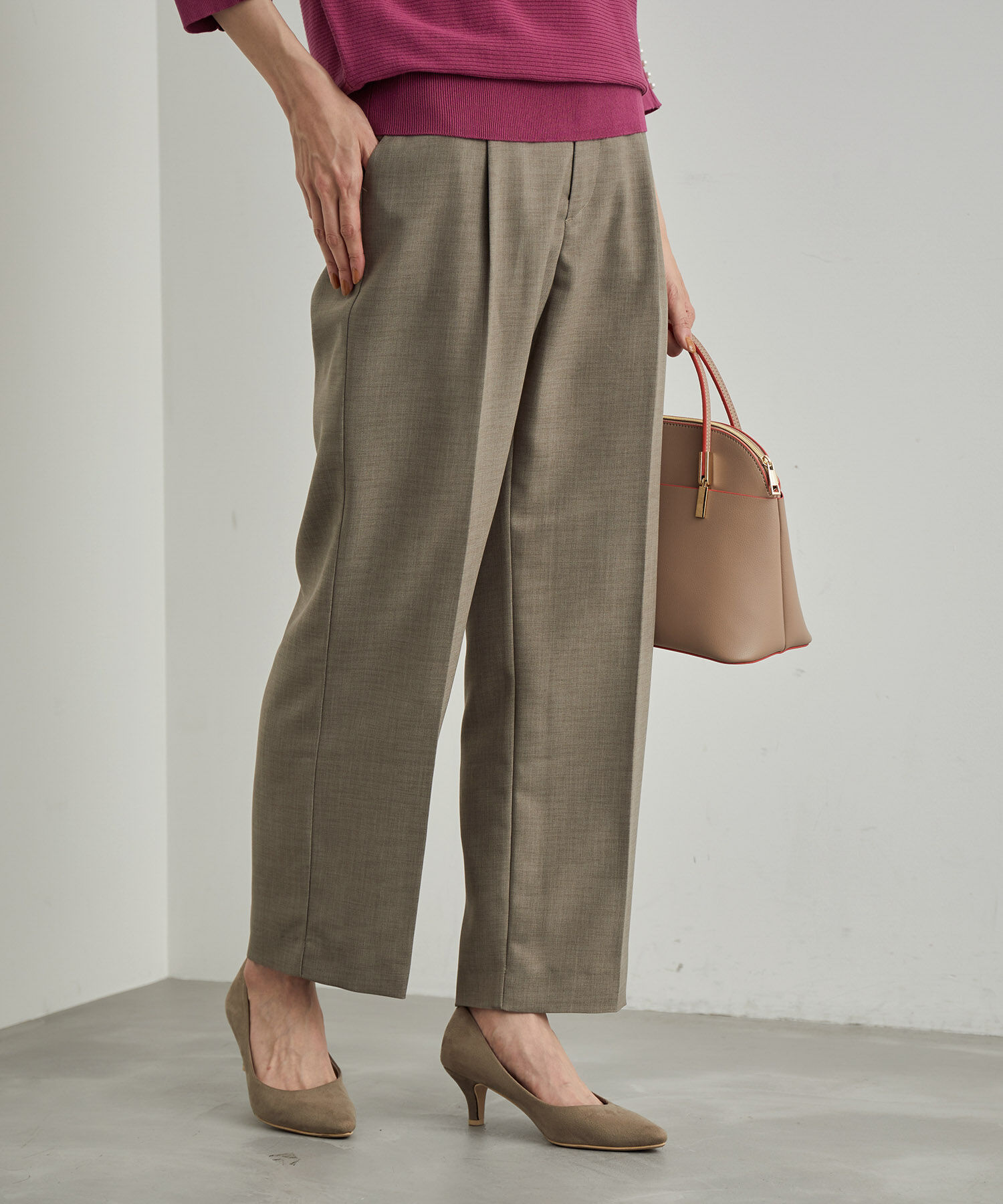 Rope&rsquo;Picnic「ウールライクサキソニーセミタックワイドパンツ」|その他|ブラウン(22)