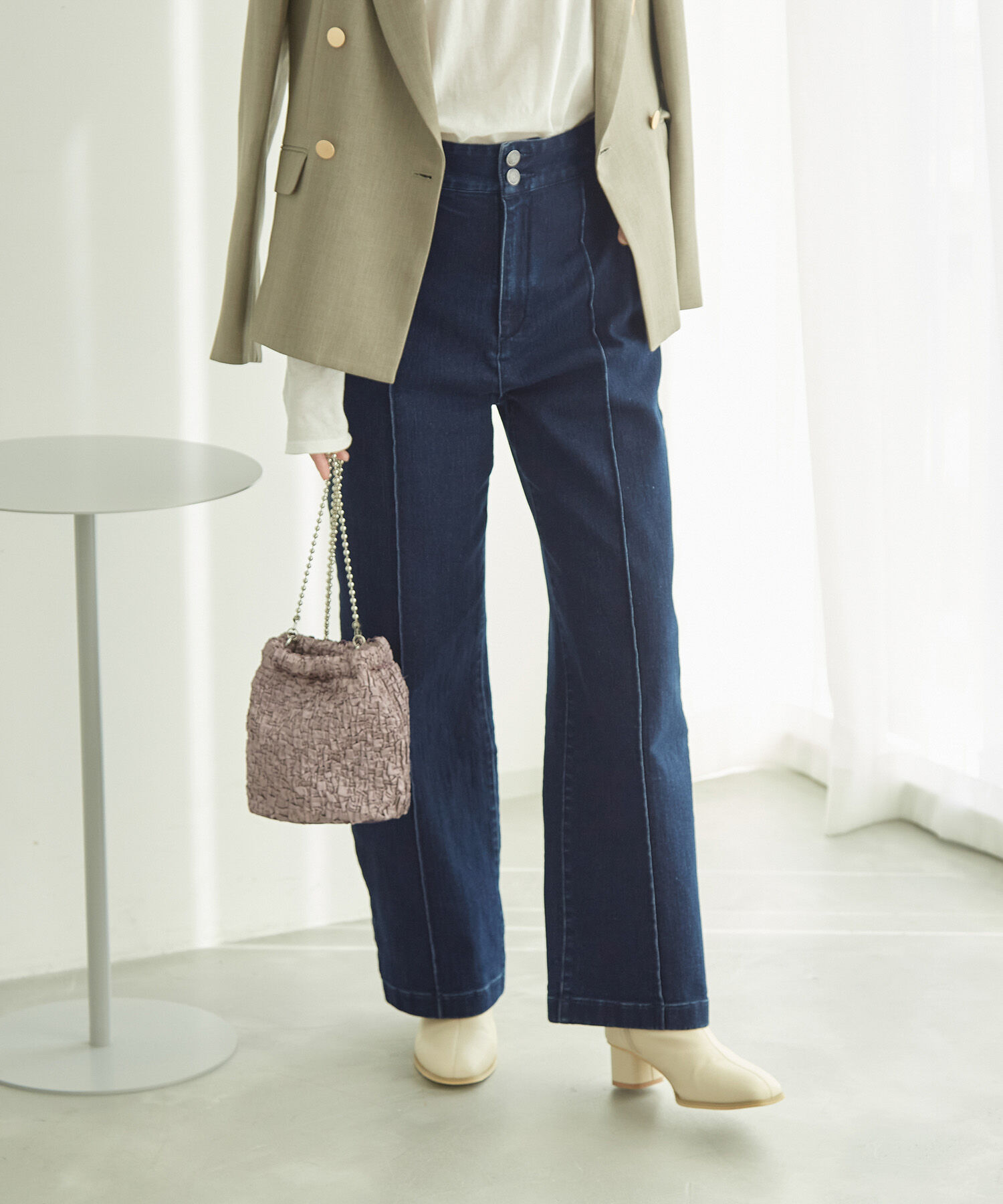 Rope&rsquo;Picnic「【CM着用商品】ウエストシェイプストレートワイドデニム」|デニム|