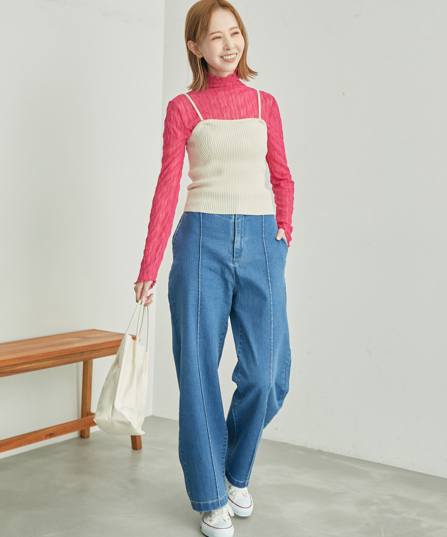 Rope&rsquo;Picnic「【CM着用商品】ウエストシェイプストレートワイドデニム」|デニム|