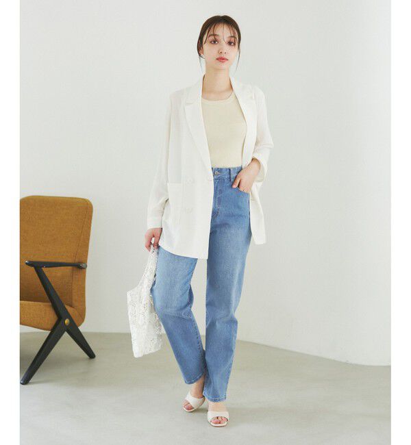 Rope&rsquo;Picnic「【ウエスト革命デニム】ウエストシェイプデニムストレートパンツ」|デニム|