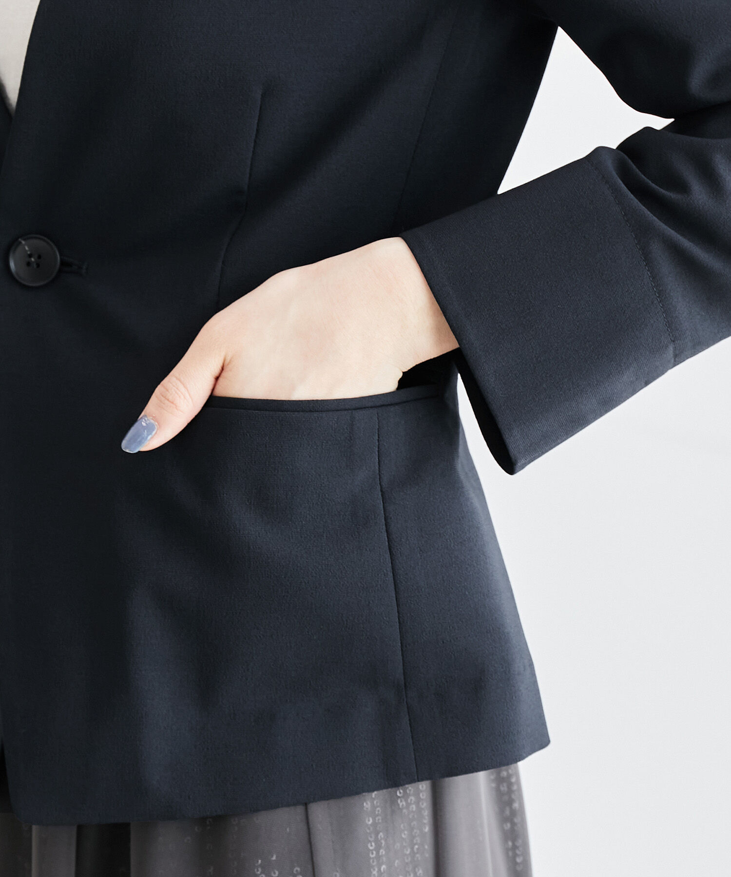 Rope&rsquo;Picnic「リネンライクノーラペルジャケット/セットアップ対応・UVケア」|ノーカラージャケット|