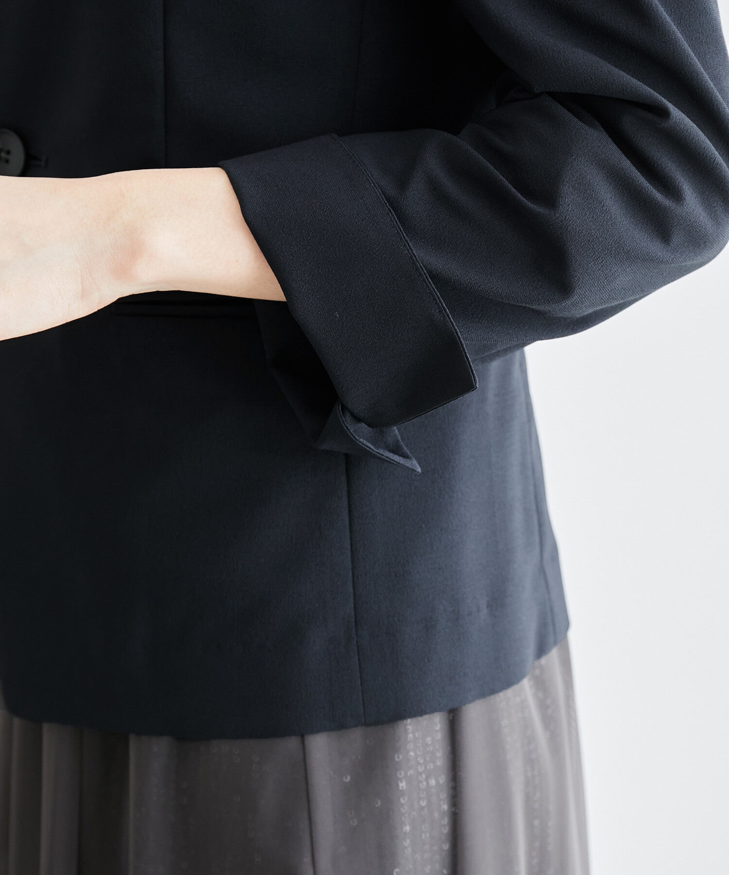 Rope&rsquo;Picnic「リネンライクノーラペルジャケット/セットアップ対応・UVケア」|ノーカラージャケット|