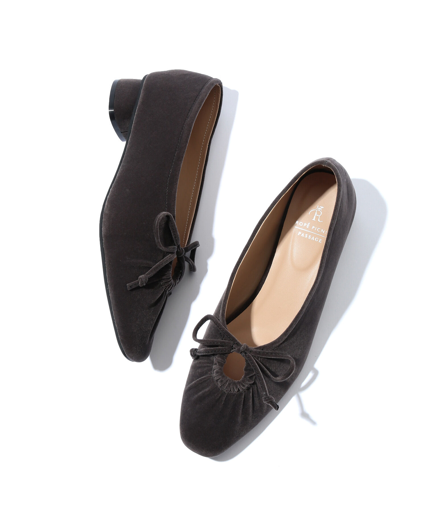 ROPE PICNIC PASSAGE「リボンギャザーベロアパンプス」|パンプス|