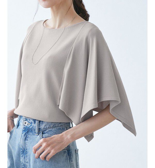 Rope&rsquo;Picnic「【UVカット・接触冷感・イージーケア】八方映えニット スカーフスリーブニットプルオーバー」|ニット・セーター|