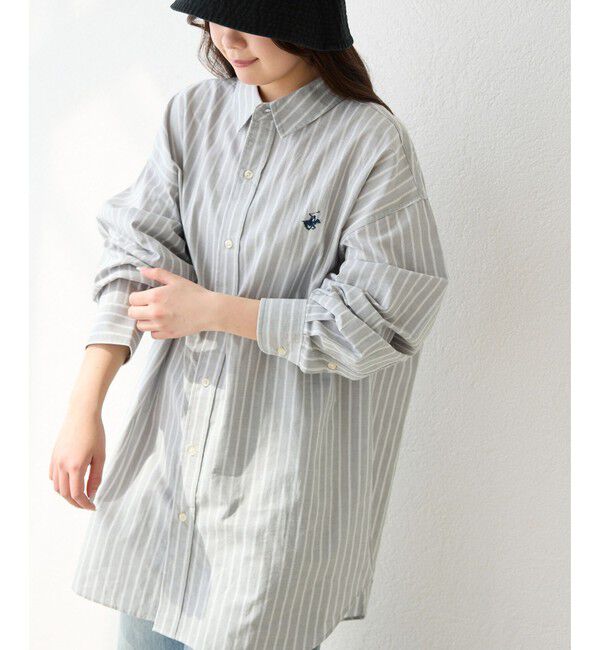 Rope&rsquo;Picnic「【BEVERLY HILLS POLO CLUB/ビバリーヒルズポロクラブ】BIGシャツ」|シャツ・ブラウス|ライトグレー