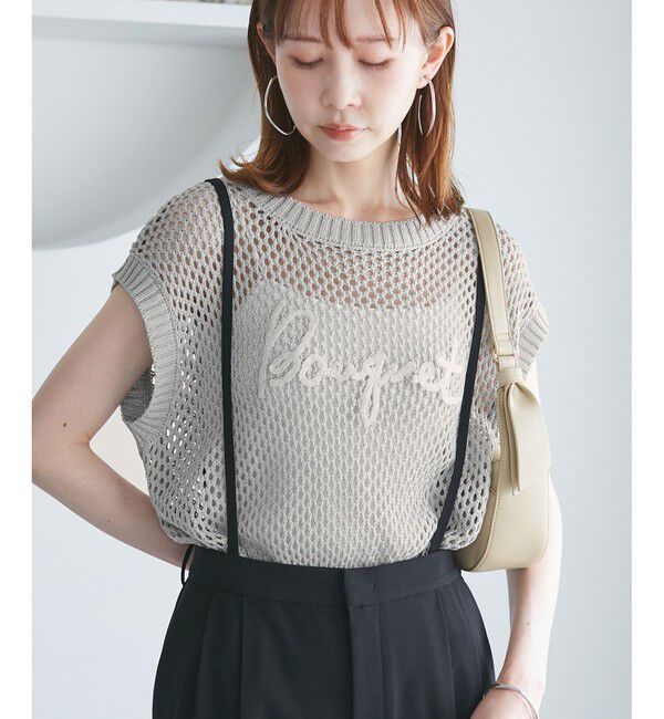 Rope&rsquo;Picnic「コード刺繍入りメッシュサマーニット」|ニット・セーター|グレー(07)