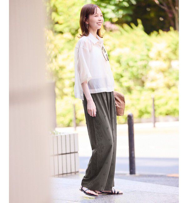 Rope&rsquo;Picnic「3D刺繍レースワイドパンツ/リンクコーデ」|チノ|