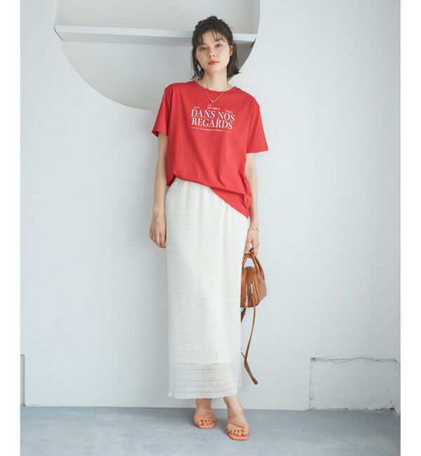 Rope&rsquo;Picnic「【UVカット・接触冷感・汗染み加工】フレンチロゴプリントTシャツ」|Tシャツ・カットソー|