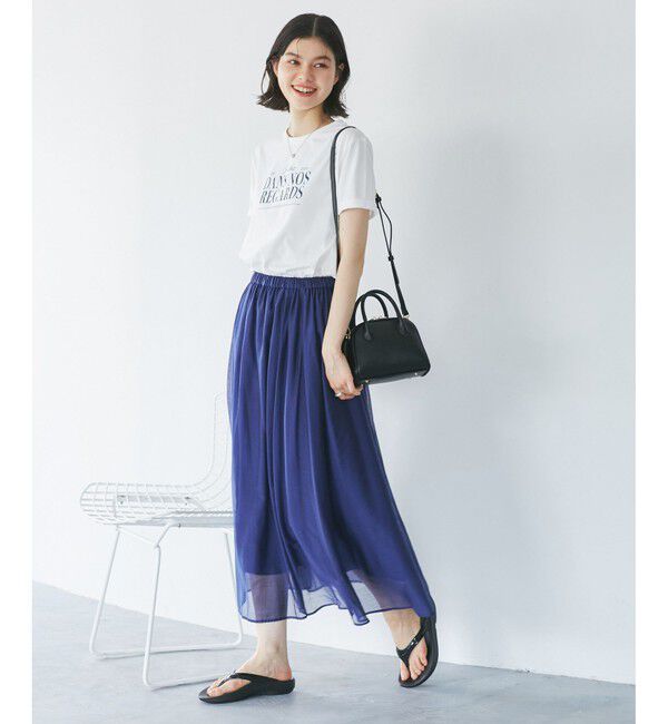 Rope&rsquo;Picnic「【UVカット・接触冷感・汗染み加工】フレンチロゴプリントTシャツ」|Tシャツ・カットソー|