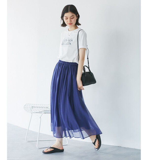 Rope&rsquo;Picnic「【UVカット・接触冷感・汗染み加工】フレンチロゴプリントTシャツ」|Tシャツ・カットソー|