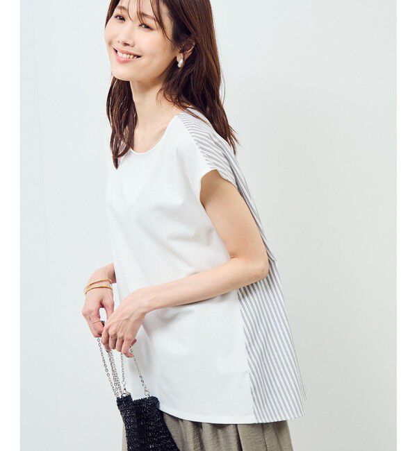 Rope&rsquo;Picnic「ストライプドッキングフレンチスリーブプルオーバー」|Tシャツ・カットソー|