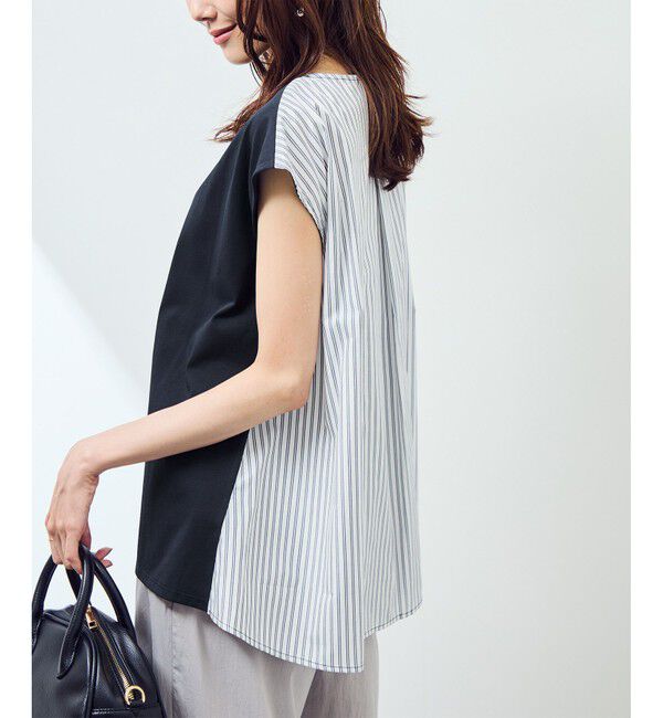 Rope&rsquo;Picnic「ストライプドッキングフレンチスリーブプルオーバー」|Tシャツ・カットソー|