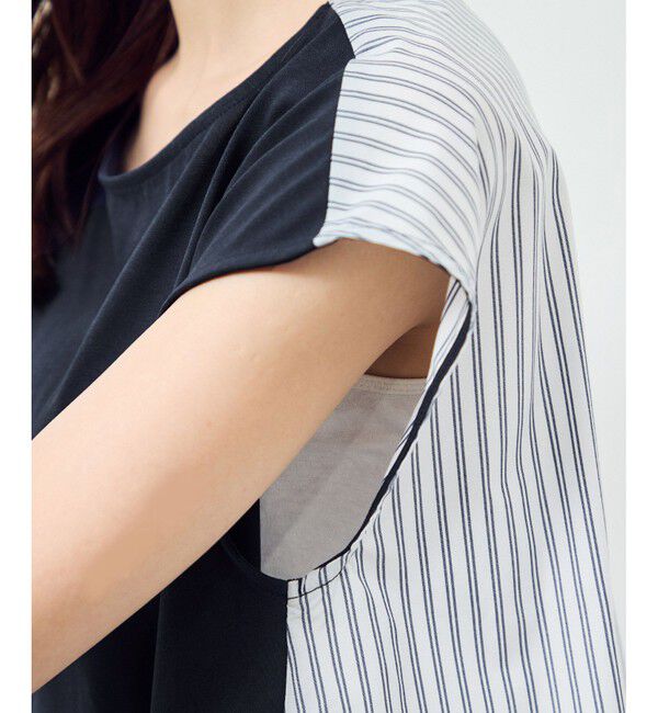 Rope&rsquo;Picnic「ストライプドッキングフレンチスリーブプルオーバー」|Tシャツ・カットソー|