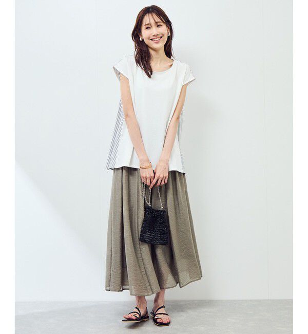 Rope&rsquo;Picnic「ストライプドッキングフレンチスリーブプルオーバー」|Tシャツ・カットソー|