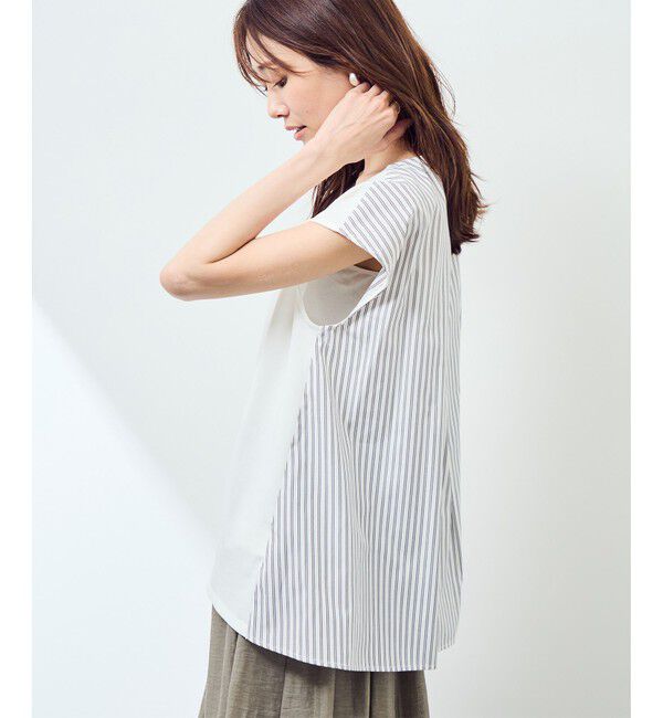 Rope&rsquo;Picnic「ストライプドッキングフレンチスリーブプルオーバー」|Tシャツ・カットソー|