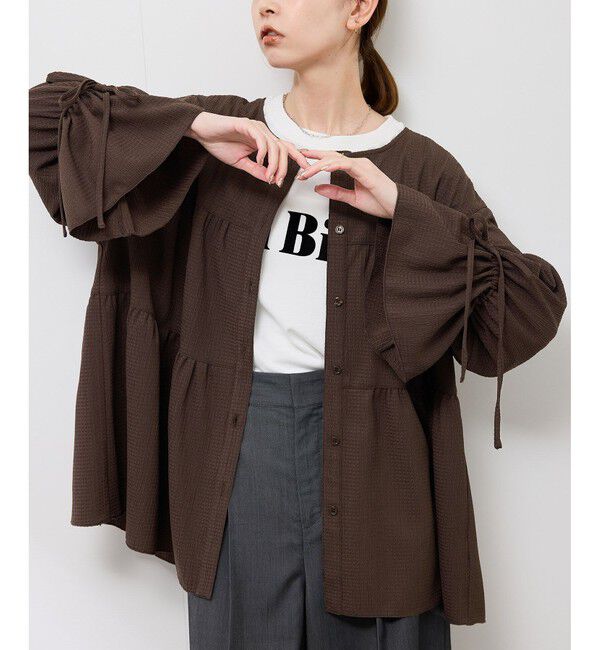 Rope&rsquo;Picnic「【羽織にもなる】シアーワッシャーブラウスカーディガン」|シャツ・ブラウス|ブラウン(20)