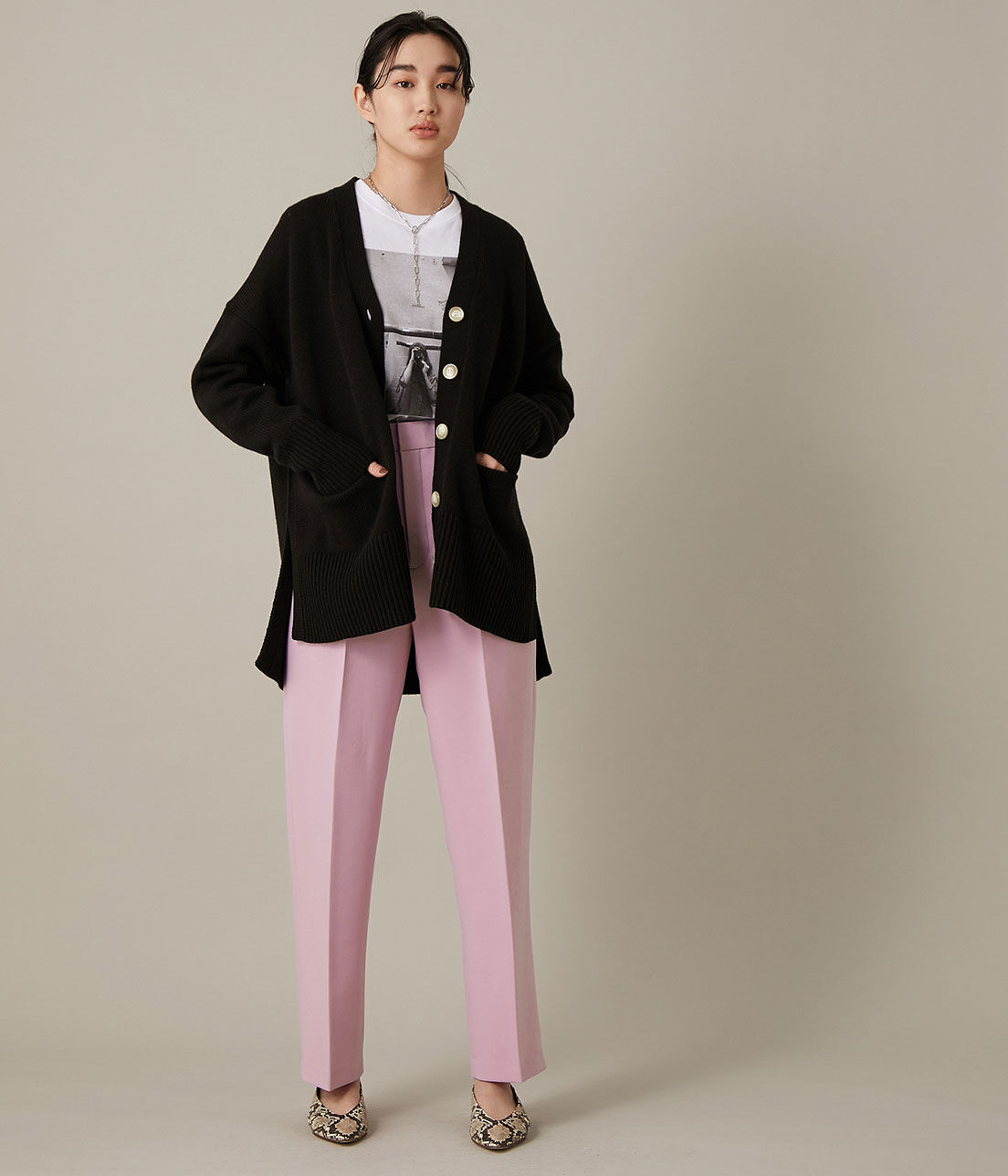 ADAM ET ROPE'「＜洗える＞センタープレスカラーパンツ」|スラックス|