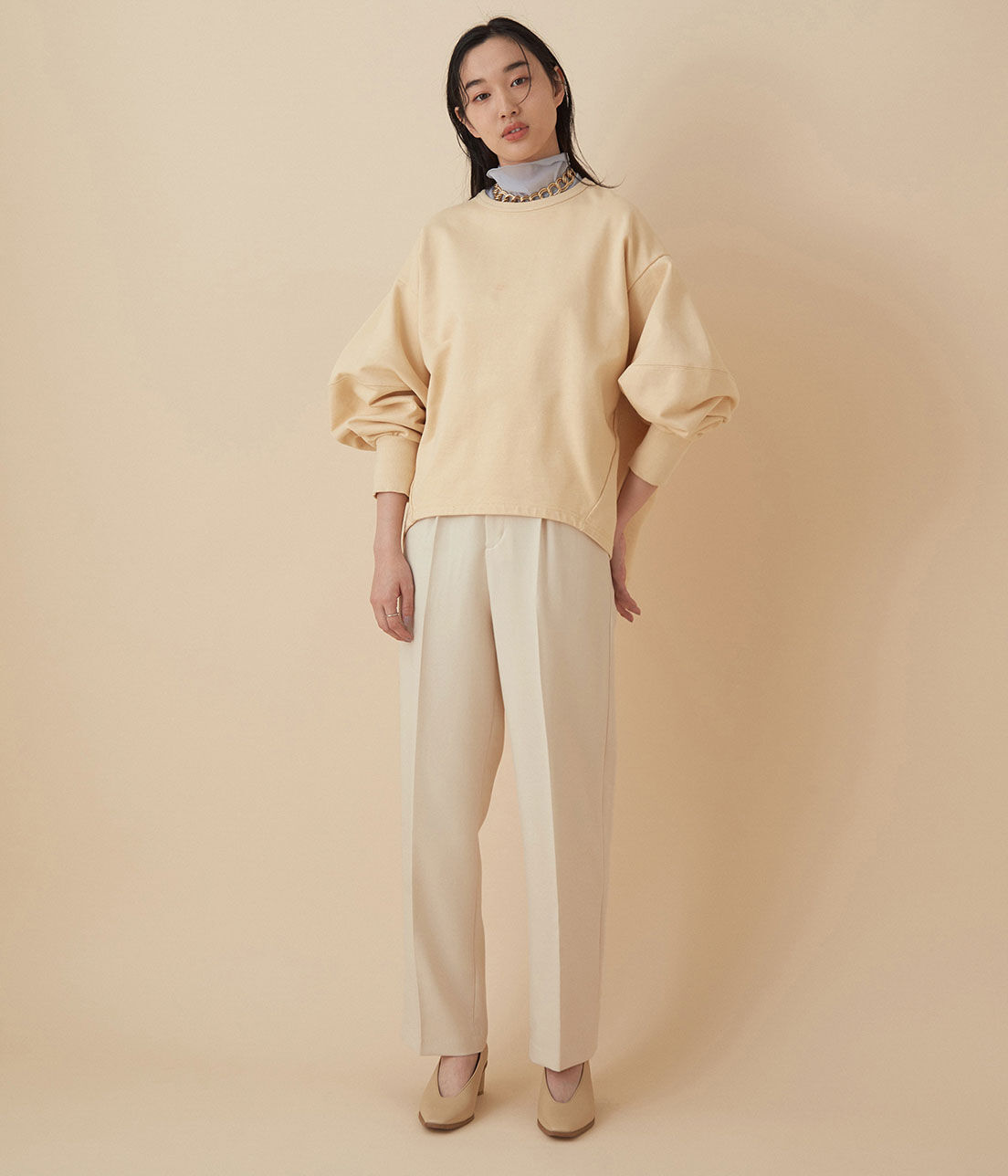 ADAM ET ROPE'「＜洗える＞センタープレスカラーパンツ」|スラックス|