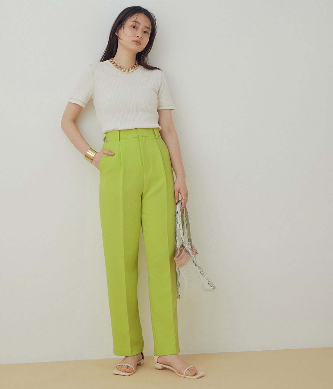 ADAM ET ROPE'「＜洗える＞センタープレスカラーパンツ」|スラックス|